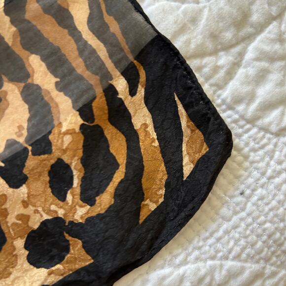 Oscar De La Renta Long Narrow Leopard Animal Print 100% Silk Scarf wStains 52x10 - Picture 8 of 11